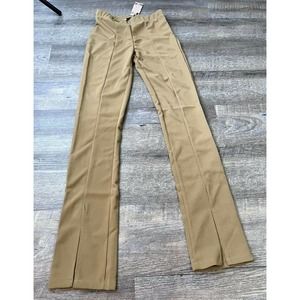BooHoo Womens Split Front High Waisted Trouser Size Medium Camel M4